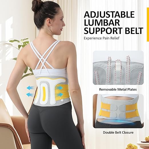 Lower Back Brace for Women and Men - Adjustable Lumbar Back Brace, Full Support Lumbar Brace, Ergonomic Design & Soft Breathable 3D Knit Material, for Sciatica Scoliosis Posture, Ideal for Work Lifting (XL:32.5"-45.3")
