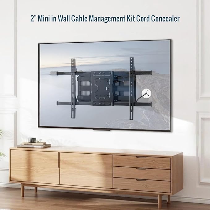 Tecmojo TV Cord Hider for Wall Mounted TV – 2" Mini in Wall Cable Management Kit, Fits 3 Low Voltage Cables – Best for Mounted TVs, Speakers, Desks, 4 Pack