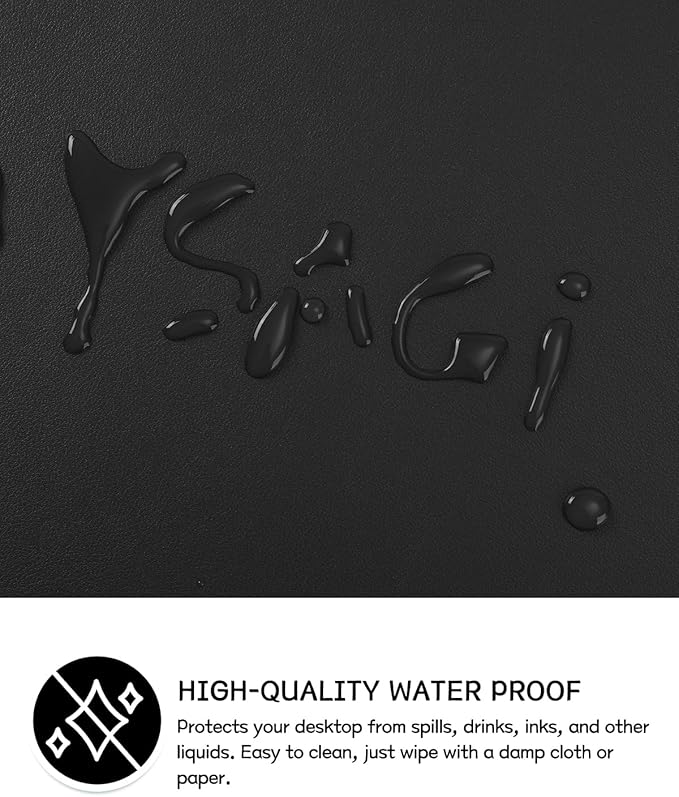 YSAGi Non-Slip Leather Desk Pad, Waterproof Laptop Computer Desk Keyboard Mat, Table Protector Blotter Mat, Large Mouse Pad for Office/Work/Home/Decor(Black, 31.5" x 15.7")