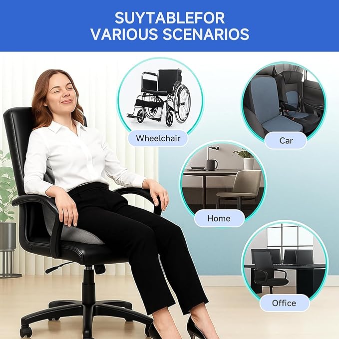 Ergonomic Car Seat Cushion with Lumbar Support, Pressure-Responsive Memory Foam, Enhanced Pelvic Stability for Pressure Relief, Ideal for Long Driving, Office & Home (Gray)