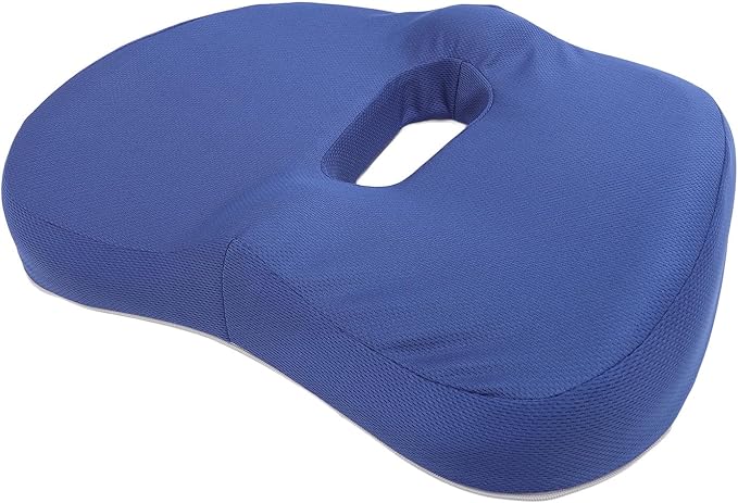 Memory Foam Seat Cushion 18x18 Inches Breathable Mesh Cover Removable Washable Non Slip Base 50% Pressure Relief for Long Sitting Back Pain Relief on Office Car Plane