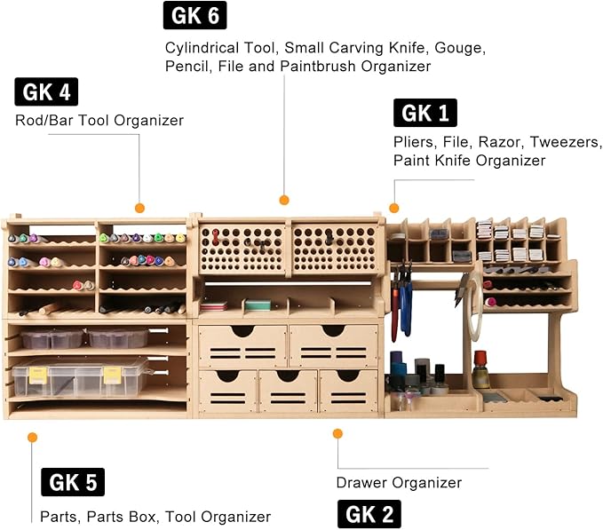 Plastic Model Tool Organizer, Organize Plastic Model Building Tools Pliers/Tweezers/Brushes/Screwdrivers Stick Tools, MDF Material Model Workbench, Suitable for Tamiya/Gundam Tools GK Pro
