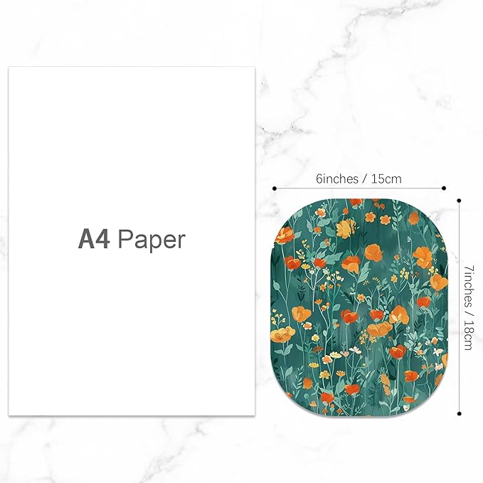 Small Mouse Pad, 6 x 7 Inch, Oval Mini Mouse Pad with Non-Slip Rubber Base for Laptop Wireless Mouse Keyboard Tray Mousepad, Flowers and Plants