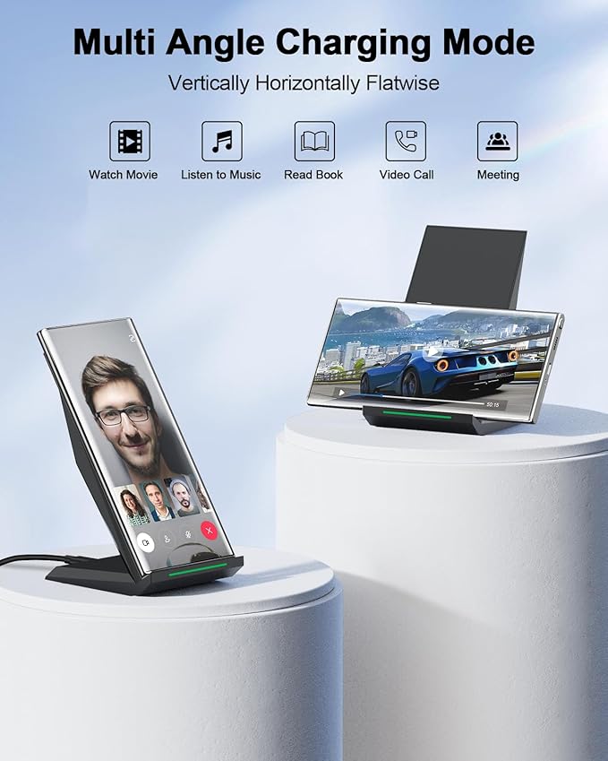 Fast Wireless Charger, [2 Pack] NANAMI Wireless Charging Stand Compatible with iPhone 17/17 Air/17 Pro/17 Pro Max/16/15/14/13, Desktop Nightstand Phone Charger Dock for Galaxy S26/S26+/S25/S24/S23/S22