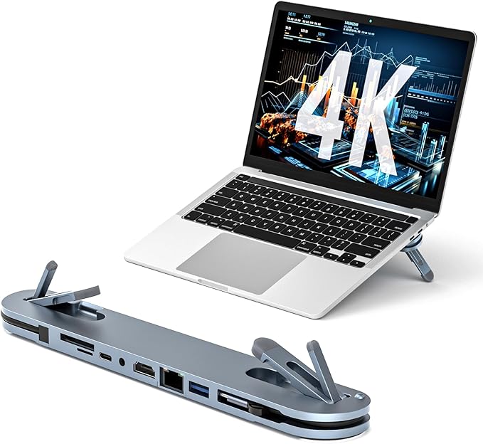 USB C Laptop Docking Station Stand, USB C Hub 7 in 1 Multiport Adapter with 4K HDMI, Gigabit Ethernet, USB A 3.0, PD 100W Charge, Universal Docking Stations for MacBook Pro/Air/Dell/HP/Surface/Lenovo