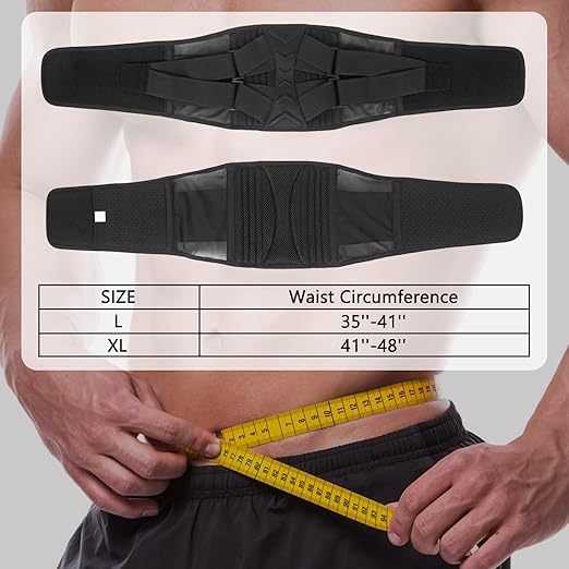 Luwint Lower Back Brace for Pain Relief Support, Lumbar Support Belt with Metal Splint & Adjustable Straps, Breathable Waist Belt for Work Gym Weight Lifting