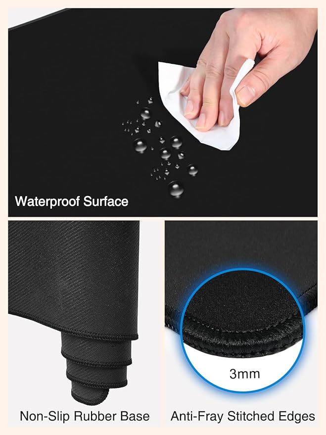 4-in-1 Mouse Pad with Wireless Charging for Phone/AirPods/Apple Watch, 31.5"x15.8" Large, Waterproof Smooth Surface, Non-Slip Base, with Adapter
