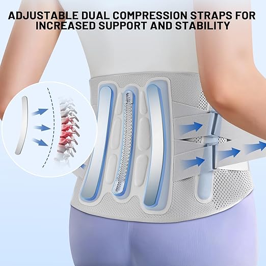 Heavy-Duty Adjustable Back Brace-Size XL(Belly 45.3-53.1 in), Features Removable Triangle Support Pad,Steel Stays,Spring,and 4 Soft Support Strips,Ideal for Daily Activities and Workouts.