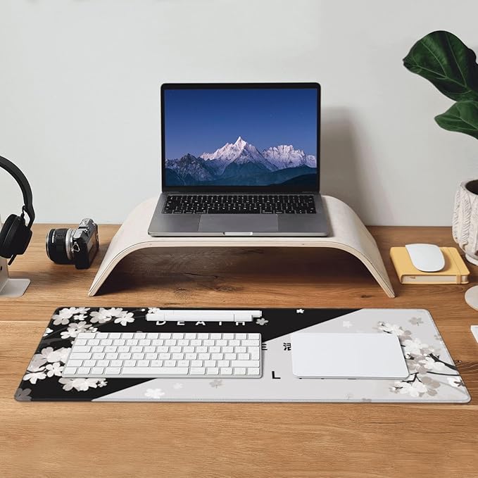 Extended Gaming Mouse Pad, Large Gaming Mouse Waterproof with Stitched Edges, Non-Slip Desktop Pad for Home and Office, Level Up Your 31.5x11.8 Inch… (Black and White Life)