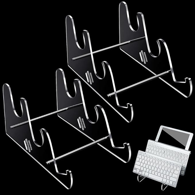 Taiyin Acrylic Keyboard Display Stand Holder Mechanical Computer Stand Shelf for Desk Transparent Acrylic 3 Tier Keyboards Storage Holder Tray for Computer Tablet Picture Frame(2 Pcs)