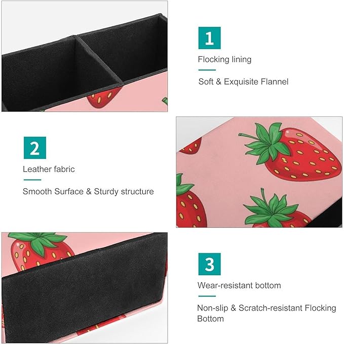 Office Storage Pen Holder Christmas Valentine Present Pink Strawberry Fruit Theme, Keep Your Desk Neat and Tidy