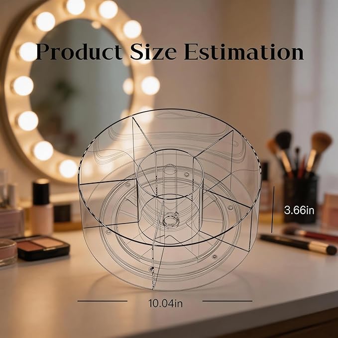 360° Rotating Acrylic Makeup Organizer, Clear Makeup Brush Holder & Pen Holder, Multi-Compartment Rotating Organizer for Cosmetics, Office Supplies, Vanity & Desk