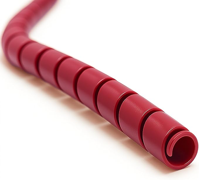 Electriduct 1.5 Inch Heavy Duty Spiral Wrap HDPE Flexible Plastic Cable Sleeve Hose Protector 25 Feet - Red