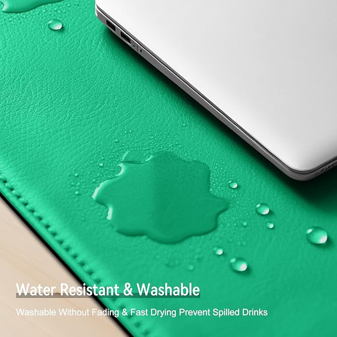 Leather Mouse Pad with Stitched Edge, Waterproof Gaming Mouse Mat for Computers, Laptop, Office & Home (Green, 11"*8")
