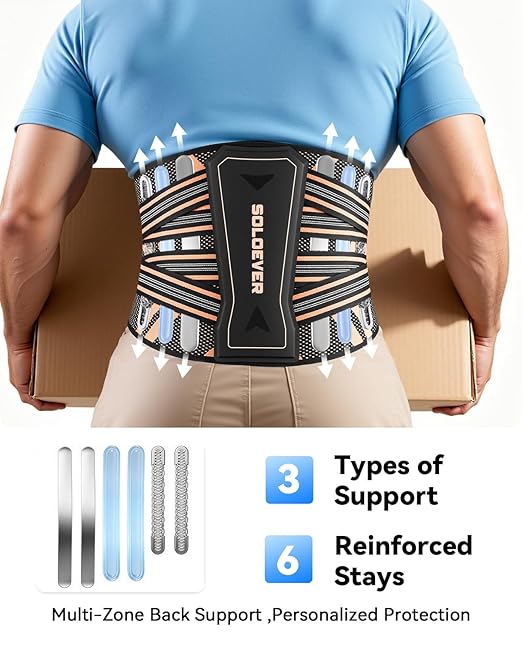 Ultra Breathable Back Brace for Lower Back Pain Relief,[Medical Grade & Copper Infused] Lumbar Support Belt with Bionic Support System, Adjustable Back Support Brace for Sciatica,Herniated Disc,Men&Women (Medium)