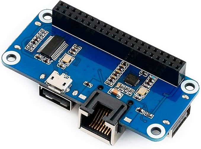 Ethernet/USB HUB HAT Expansion Board for Raspberry Pi 5/4B/3B+/3B/2B/Zero/Pi Zero W/Pi Zero 2W,with RJ45 10/100M Ethernet Port (Based on RTL8152B Chip) and Three USB Ports,Compatible with USB2.0/1.1