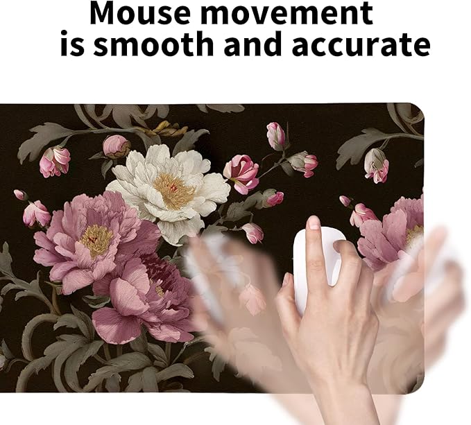 Luxury Peony Blooms Desk Mat, PU Leather Desk Pad with Non-Slip Base - Large Office Keyboard Mat for Women, Ideal Gift for Home & Gaming Setup (23.6x11.8 Inch)