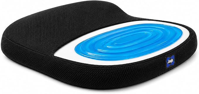 Sealy Memory Foam Car Seat Cushion – Gel Seat Cushions for Office Chairs, Tailbone Pain Relief Cushion, Cooling Pillow, Slim Fit Car Seat