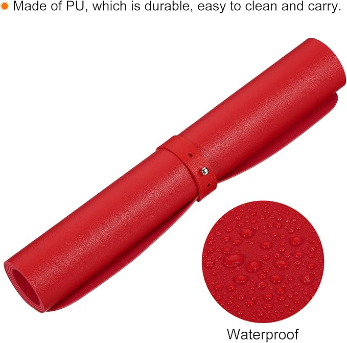 PATIKIL 28"x14" Desk Mat Protector, PU Leather Non-Slip Waterproof Keyboard Pad Writing Mat for Office Home, Red