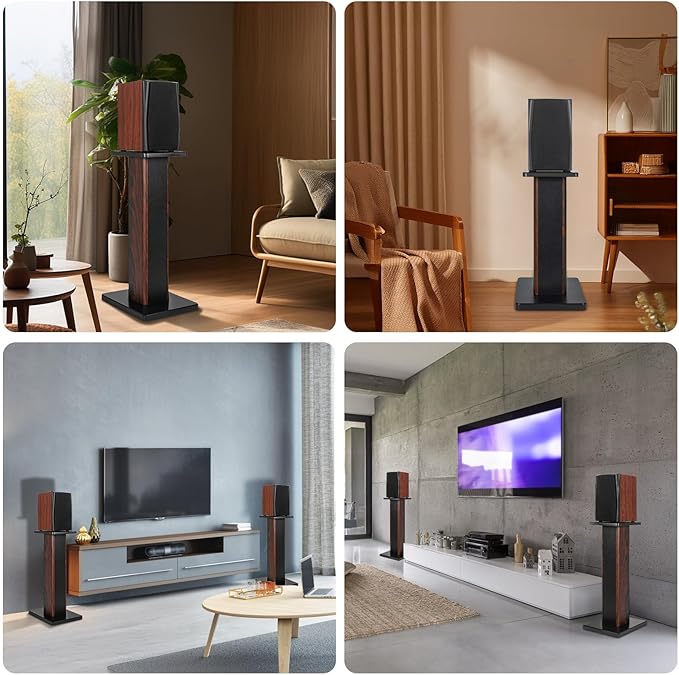 24 Inch (60CM) - Pair- Wood Speaker Stands for Home-Cinema HiFi Desktop and Satellite Speakers Monitor Stands