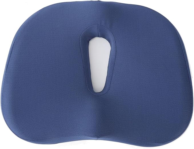 Memory Foam Seat Cushion Breathable Hollow Core Orthopedic Sitting Pillow Pad for Office Car Home (Navy Blue)