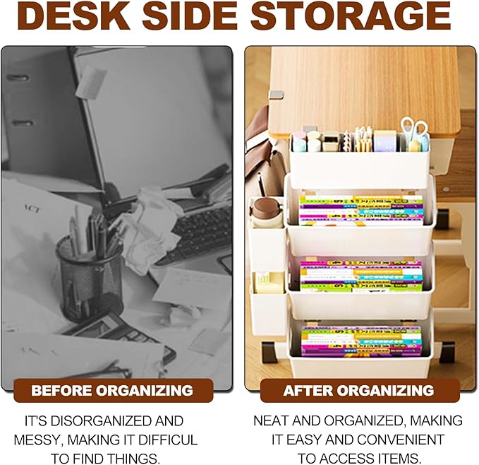 4,Desk Side Storage, Under Desk Laptop Mount, Table Side Hanging File Organizer, No Drill Clamp On Cable Management Tray, Laptop Holder with Pen Holder for Office and Home