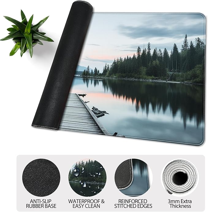 35.4 x 15.7 in, XXL Large Mouse Pad for Desk, Extended Keyboard Mouse Mat for Computer Office, Big Mouse pad with Stitched Edges, Gaming Pc-Beautiful View by The Lake