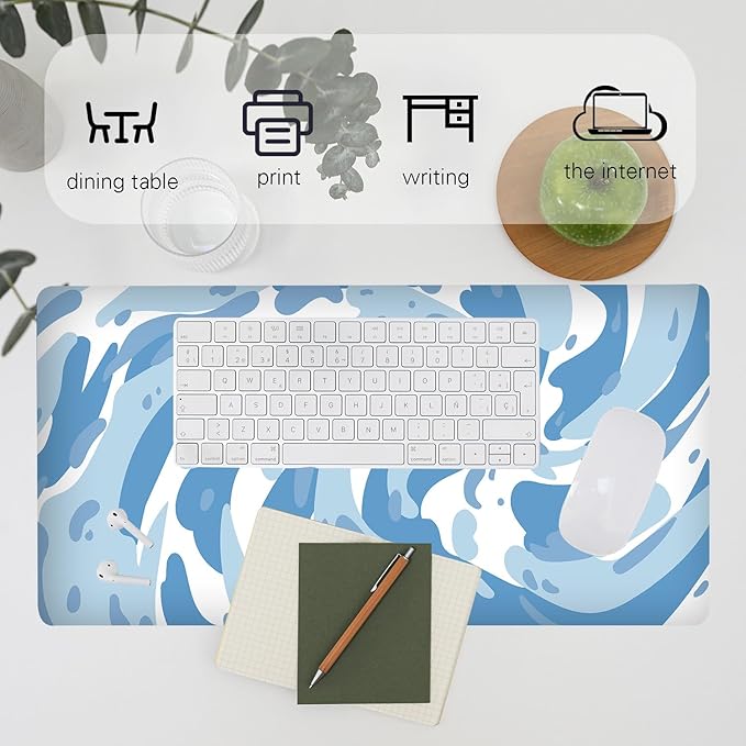 Fluid Pattern XXL Mouse Pad,Super Thick Waterproof Fluid Pattern Large Gaming Mousepad with Stitched Edge,Mouse Computer Desk Accessories,Non-Slip Base Mouse Keyboard Mat 800X400X4mm