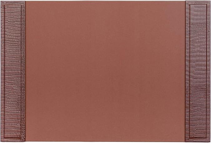 Dacasso Brown Crocodile Embossed Leather Desk pad with Side-Rails, 25.5 by 17.25 Inch