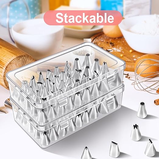 Piping Tips Storage Box with Fixed Pins, 42 Pegs Piping Tip Set Organizer Case, Cake Decorating Kit Storage Organizer