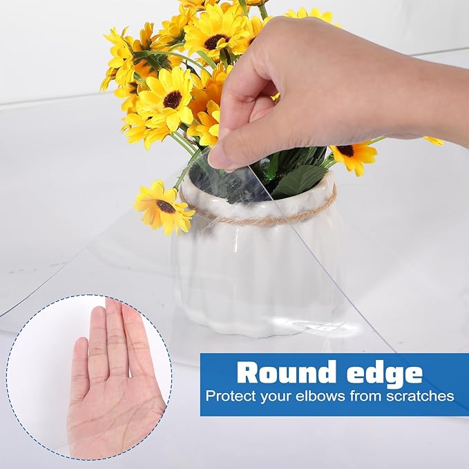 Clear Desk Mat 35.4"×15.7" Large Transparent Computer Desk Mat Non-Slip PVC Desks Protector Pad with Round Edge, Heat Resistant Waterproof Transparent Writing Pad for Home and Office
