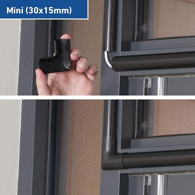 D-Line 1M3015B Mini Trunking, Electrical Cable Management Solution, Self-Adhesive Cord Cover - 30mm (W) x 15mm (H) - Black (1-Meter Length)