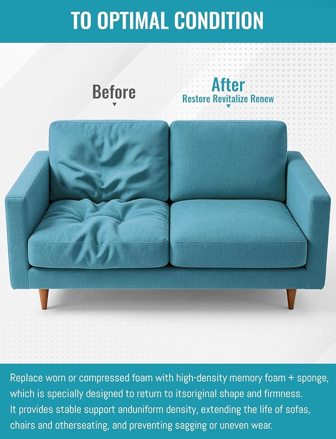 POYNUC Memory Foam Pad,1" Thick Gel Infused Cushion for Mattress Topper Pet Bed Gaming Chair RV Outdoor Sofa Breathable Low VOCs Cut to Size (24 * 72 * 1 in)