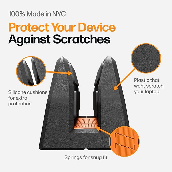 Vertical Laptop Stand for Desk – Spring-Powered Auto Adjust Laptop Holder Vertical – Closed Laptop Stand for MacBook Pro Air – Vertical Laptop Dock & MacBook Holder