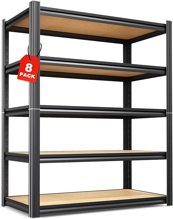 Set of 8-71"H-35"W-16D Garage Shelving-2050LBS 5 Tier Storage Shelves,Adjustable Heavy Duty Metal Shelving Unit and Storage Large Rack,Utility Steel Shelf For Shop Warehouse Industrial Pantry Basement