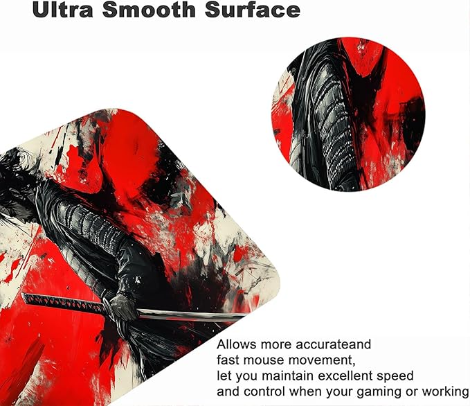 Japanese Samurai Desk Pad Mouse Pad Black Armor Red Katana XL Mouse Pad Large Mousepad Extended Laptop Keyboard Mat Gaming Desk Pad Mouse Mat 31.5"x11.8" Office Computer Keyboard Laptop Home
