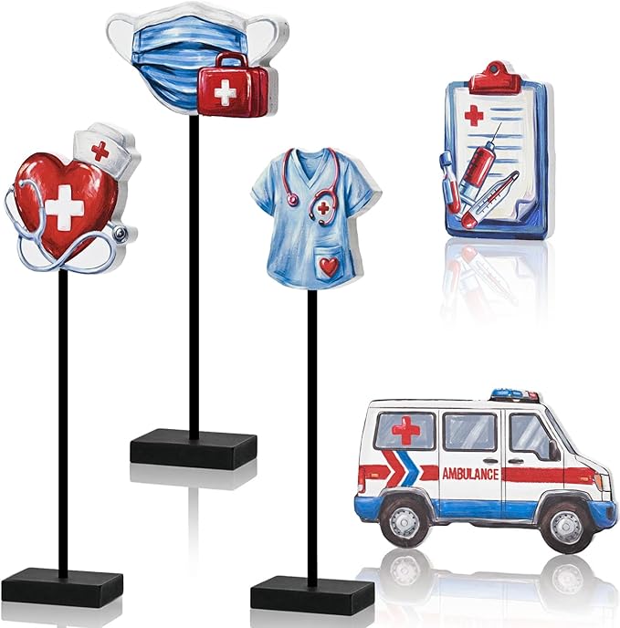 Smile Nurse Appreciation Wooden Tabletop Block Sign Indoor Decor for Nurse Month & Nurses Week