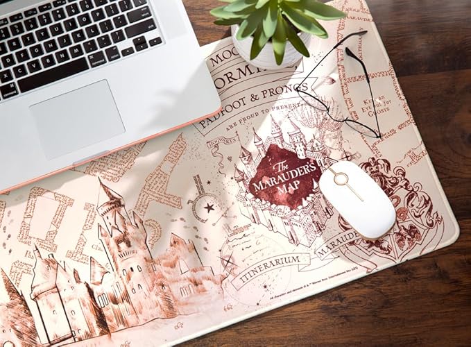 ConQuest Journals Harry Potter Marauder's Map Desk Mat, Oversized Gaming Desk Pad, Home Office, XXL Computer Mousepads, Waterproof Neoprene Fabric Surface, Non-Slip Rubber Backing, Officially Licensed
