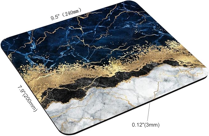 Navy Blue Marble Mouse Pad Non-Slip Rubber Base Gaming MousePads for Computers Laptop Office, Computer Mouse Pad for Wireless Mouse, 9.5"x7.9"x0.12" Inch(240mm x 200mm x 3mm)