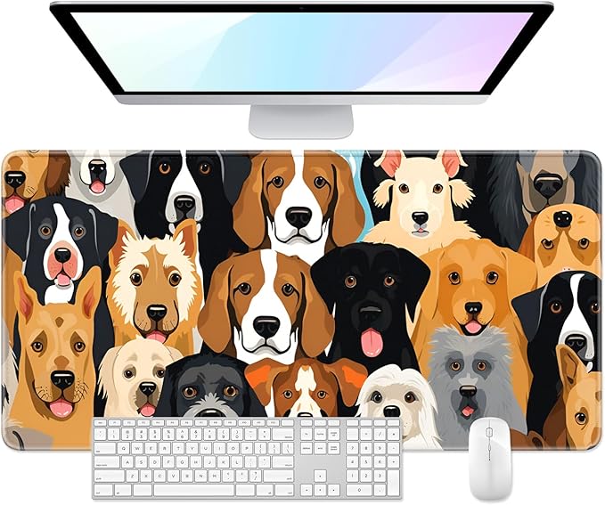 Desk Pad, 32" x 16" XXXL Extended Large Gaming Mouse Pad, Desktop Decor Desk Mat, Men Women Office Supplies and Accessories, Cute Anime Mouse Mat for Laptop & Keyboard, Gentleman Dog