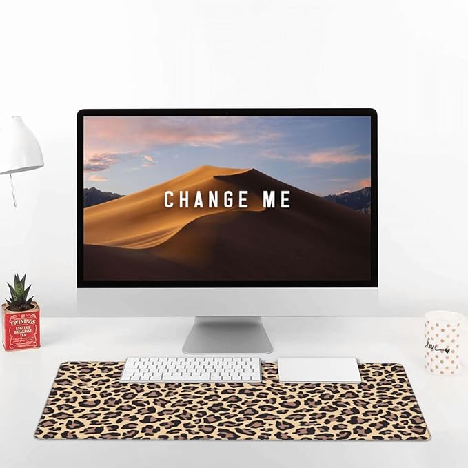 Leopard Print Animal Cheetah Large Mouse Pad & Desk Mat Extended Mousepad Non-Slip Rubber Base Laptop Computer Keyboard Pad for Gaming, Office & Home Decor, XXL - 29.5" X 15.8"