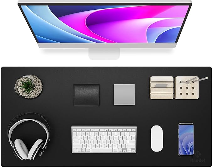K KNODEL Non-Slip Desk Mat, Desk Pad, Desk Blotter, Desktop Mat for Desk, Large Desk Protector, Office Computer and Laptop Mat for Desk (35.4"x17", Black)