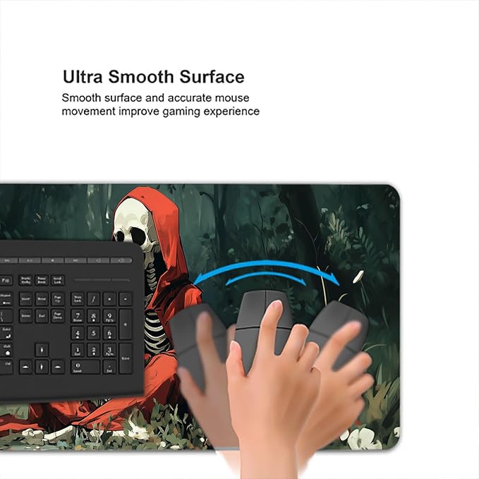 Skull Desk Mat Dark Lonely Game Anime Flowers XL Mouse Pad Large Mousepad Extended Laptop Keyboard Mat Gaming Desk Pad Mouse Mat 31.5"x11.8" Office Computer Keyboard Laptop Home