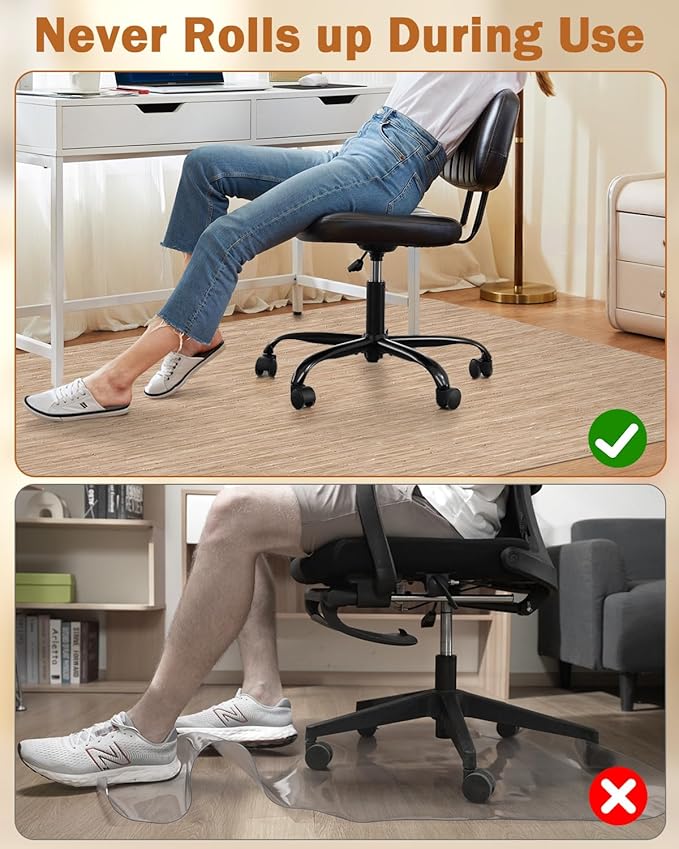 Blvornl Office Chair Mat for Hardwood Floor, 35.4"*47.2" Desk Computer Chair Mat for Hard Wood, Large Anti-Slip Hard Floor Protector Rolling Chair Mat, PVC Mat Desk Rug for Office and Home Red Brown