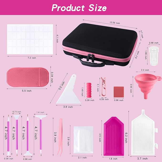 LYMUSUMI Diamond Art Storage Containers 120 Slots Diamond Painting Accessories and Tools Portable Bead Organizer Boxes for Adults（Pink）