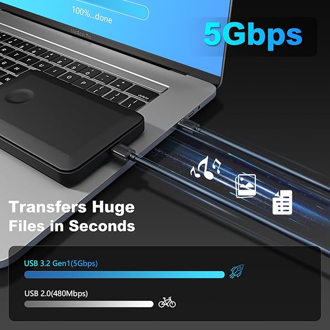 USB 3.0 Male to Male Cable 5Ft,USB to USB Cable with Gold-Plated Connector for Hard Drive Enclosures, DVD Player, Laptop Cooler(5Ft/1.5M)
