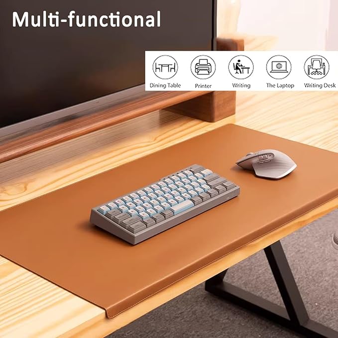 Office Desk Pad with Edge Protector, Non-Slip PU Leather Table Desktop Mat for Laptop/Computer, Waterproof, Smooth Writing Surface (Green,31.4x15.7inch)