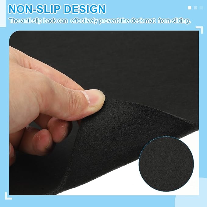 PATIKIL 47.2" x 23.6" Large Felt Desk Pad Protector, Non-Slip Desk Mat Full Table Mouse Pad Keyboard Mats for Laptop Computer Writing Desk Table Gaming Home, Black