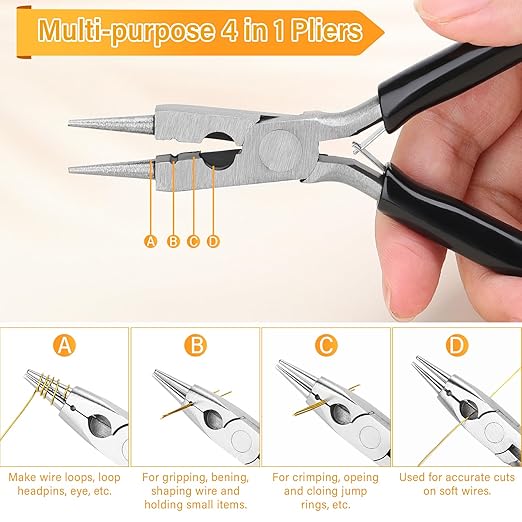 ModaCraft 24 Gauge Sweet Spot Jewelry Wire Gold (213ft/65m) + 4-in-1 Comfort Grip Pliers | Tarnish Proof Copper Craft Wire for Wire Wrapping, Beading & Charm Bracelets | Jewelry Making Starter Kit