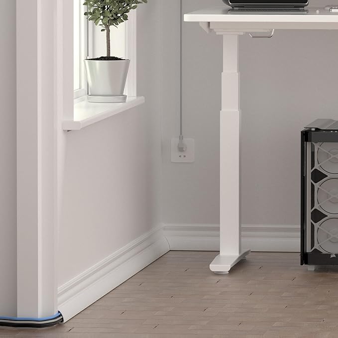 ZhiYo 10ft Floor Cord Cover for Corner, Large Cord Hider for 3-5 Cords, Self-adhesives PVC Wire Cover for Baseboard/Floor/Wall Cable Management, White Cable Raceway, 0.8in x 1.8in, 3 x L3.3ft